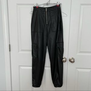 Faux leather joggers
